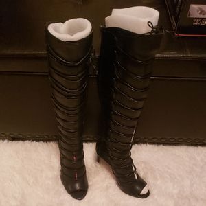 Vince Camuto peep toe knee high boots